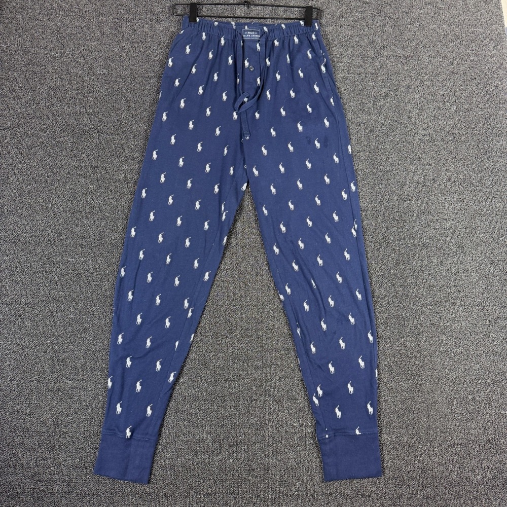 Polo Ralph Lauren Mens Navy Blue Pony Logo Sleepwear Jogger Pajama Pants Small